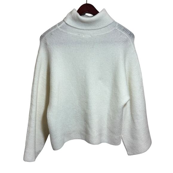 Minnie Rose Women’s Cuddle Ribbed Wool Blend Turtle Neck Sweater Size M Boho - Picture 1 of 5